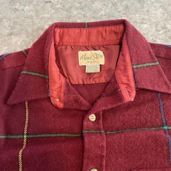 Vintage Mens Store Acrylic Plaid Flannel Button Up L/S Shirt Red Mens Medium - Picture 2 of 9